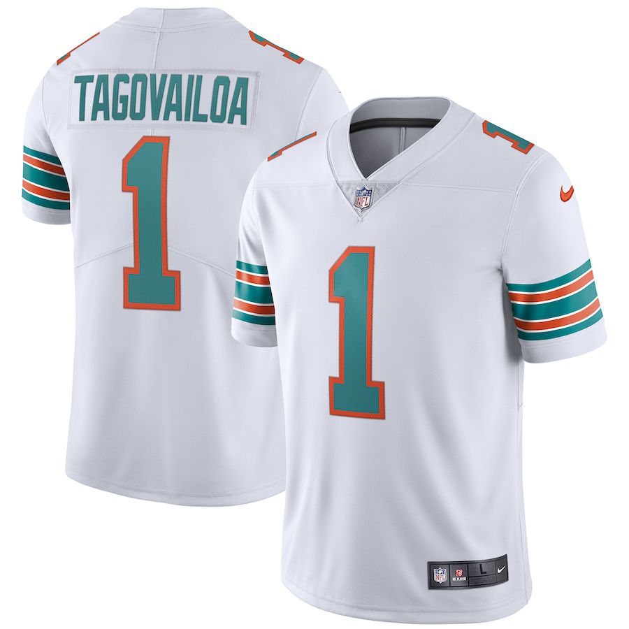 Men Miami Dolphins 1 Tua Tagovailoa Nike White 2nd Alternate Vapor Limited NFL Jersey